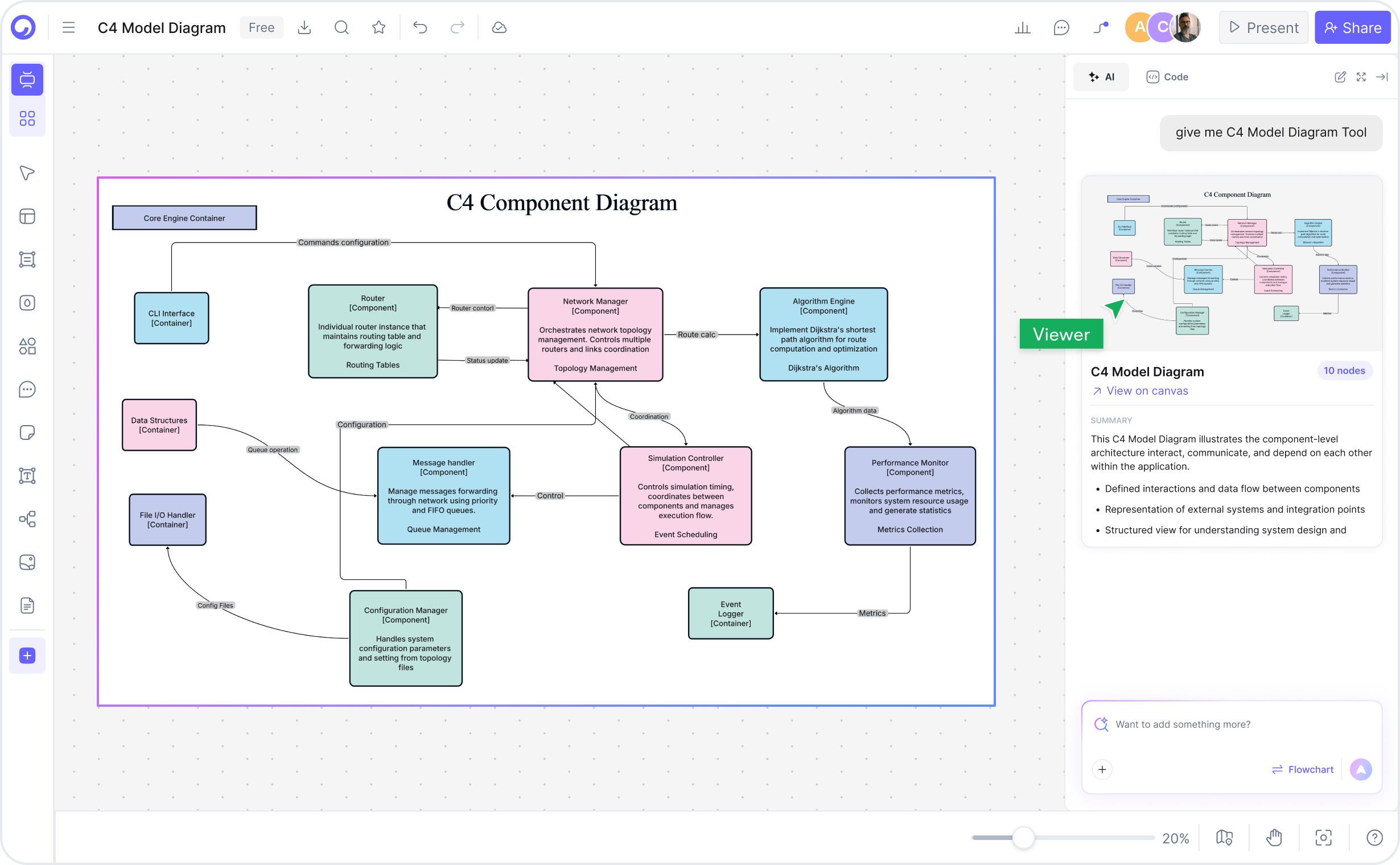 How to create a C4 diagram with Cloudairy — four steps from prompt to export