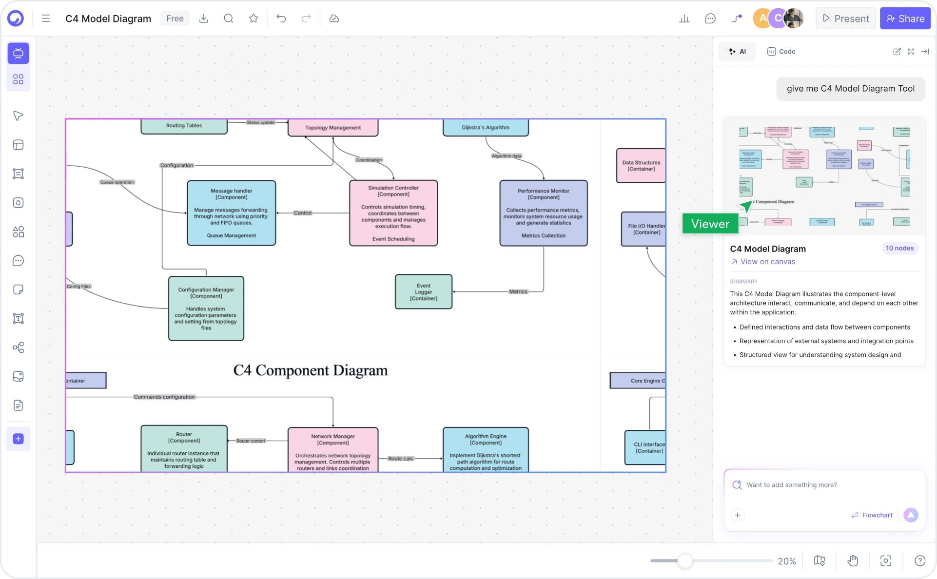 So erstellen Sie ein C4-Diagramm mit Cloudairy — vier Schritte vom Prompt bis zum Export