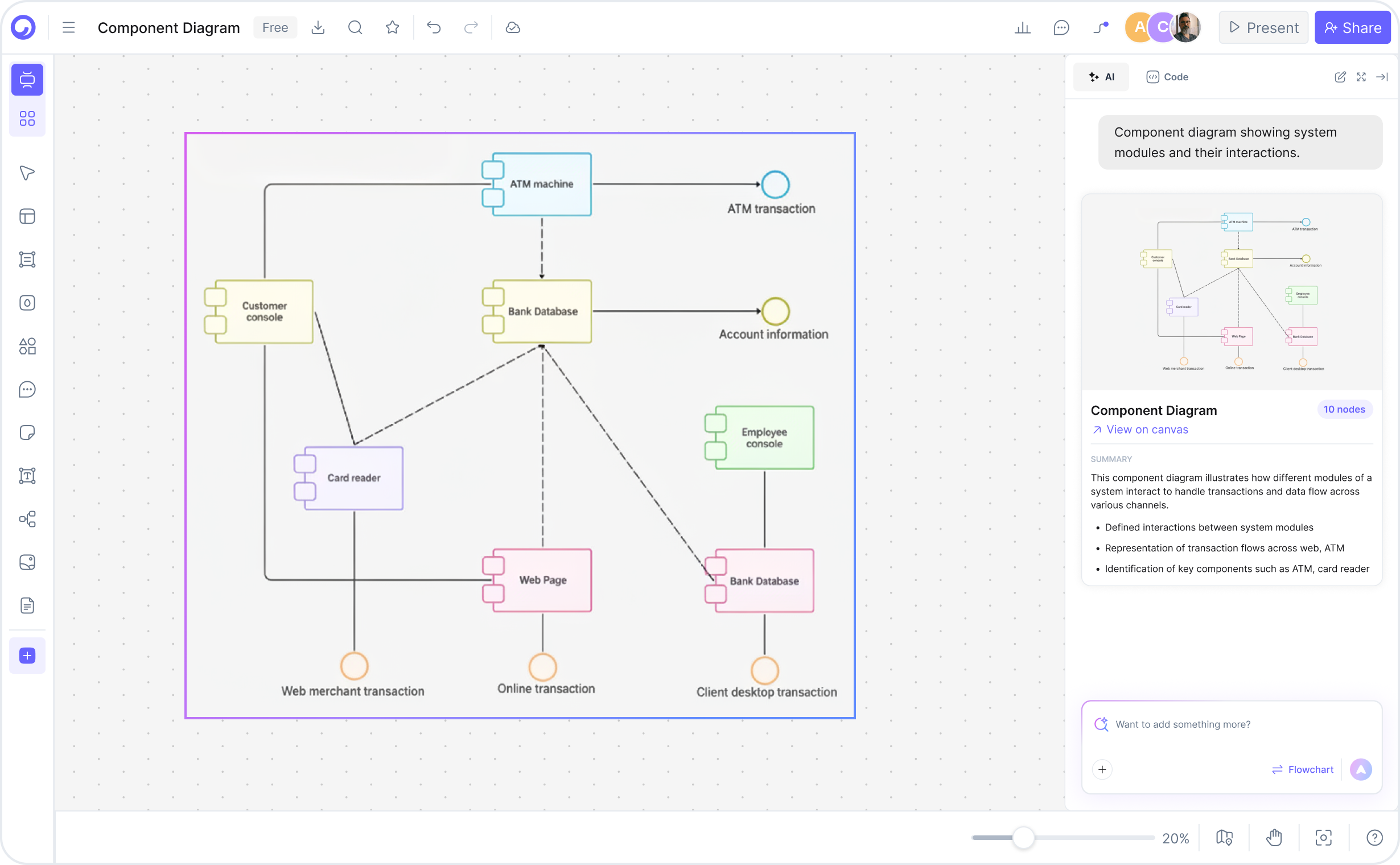 How to create a component diagram with Cloudairy — four steps from prompt to export
