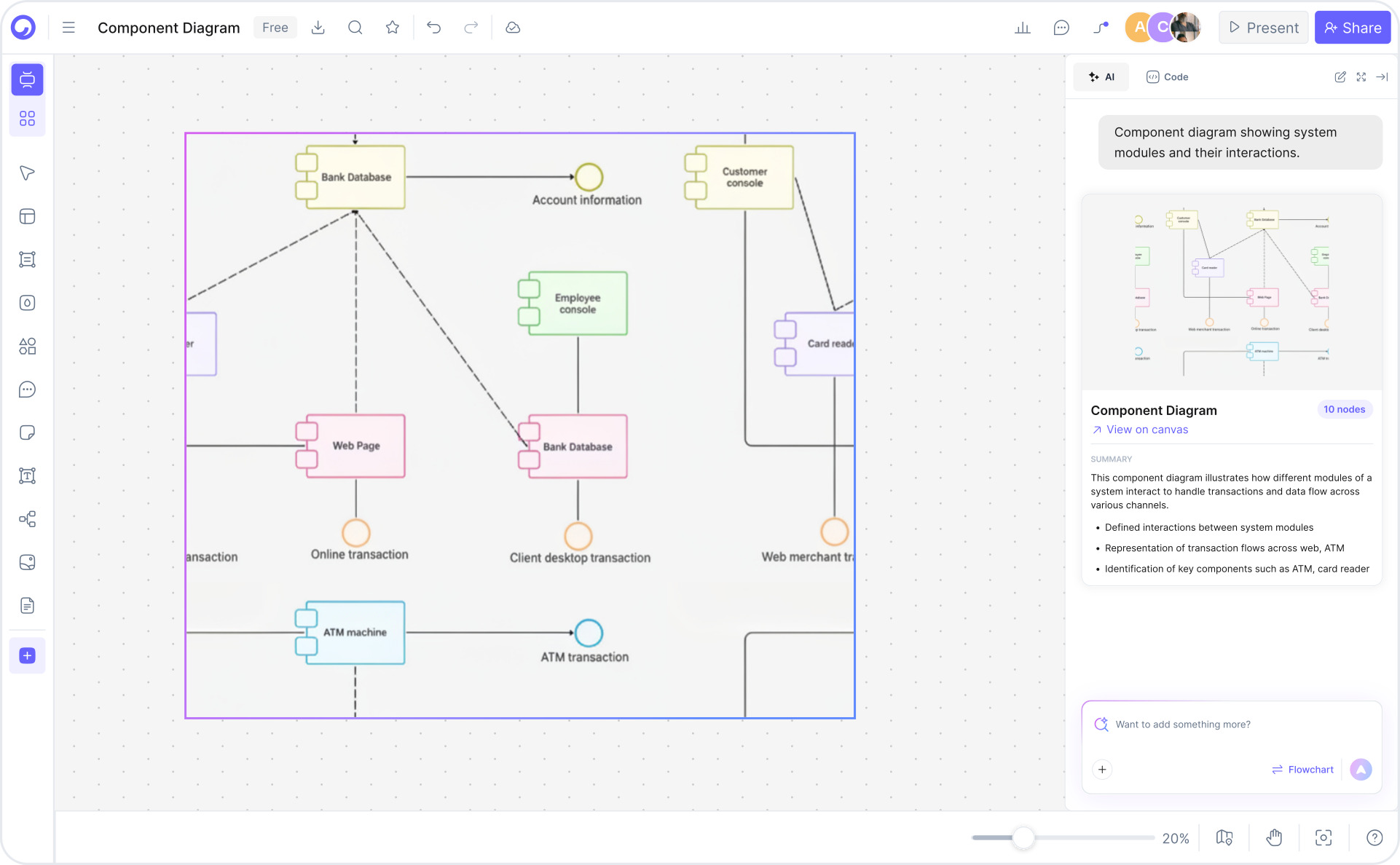 How to create a component diagram with Cloudairy — four steps from prompt to export