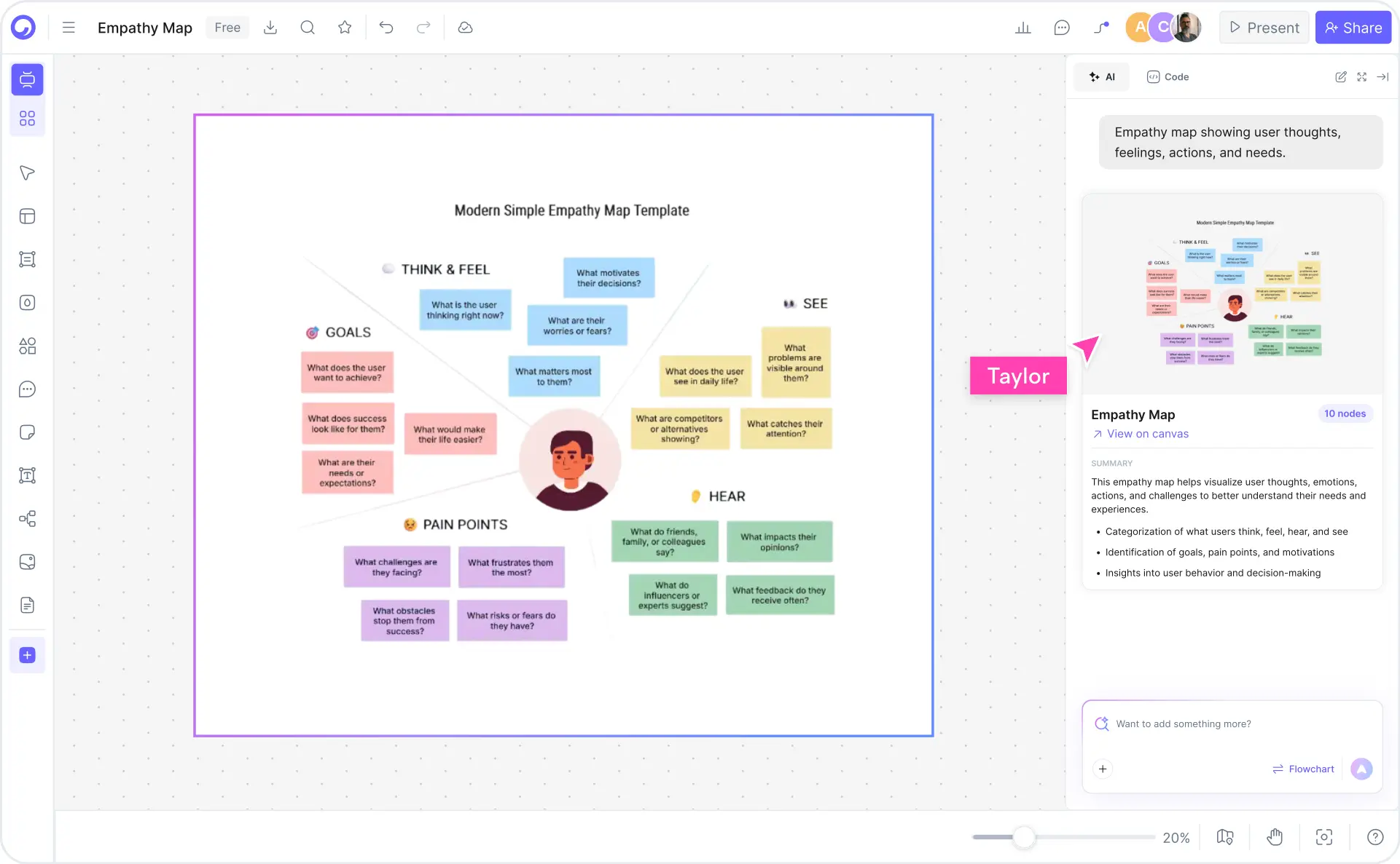 How to create an empathy map with Cloudairy — four steps from persona to export