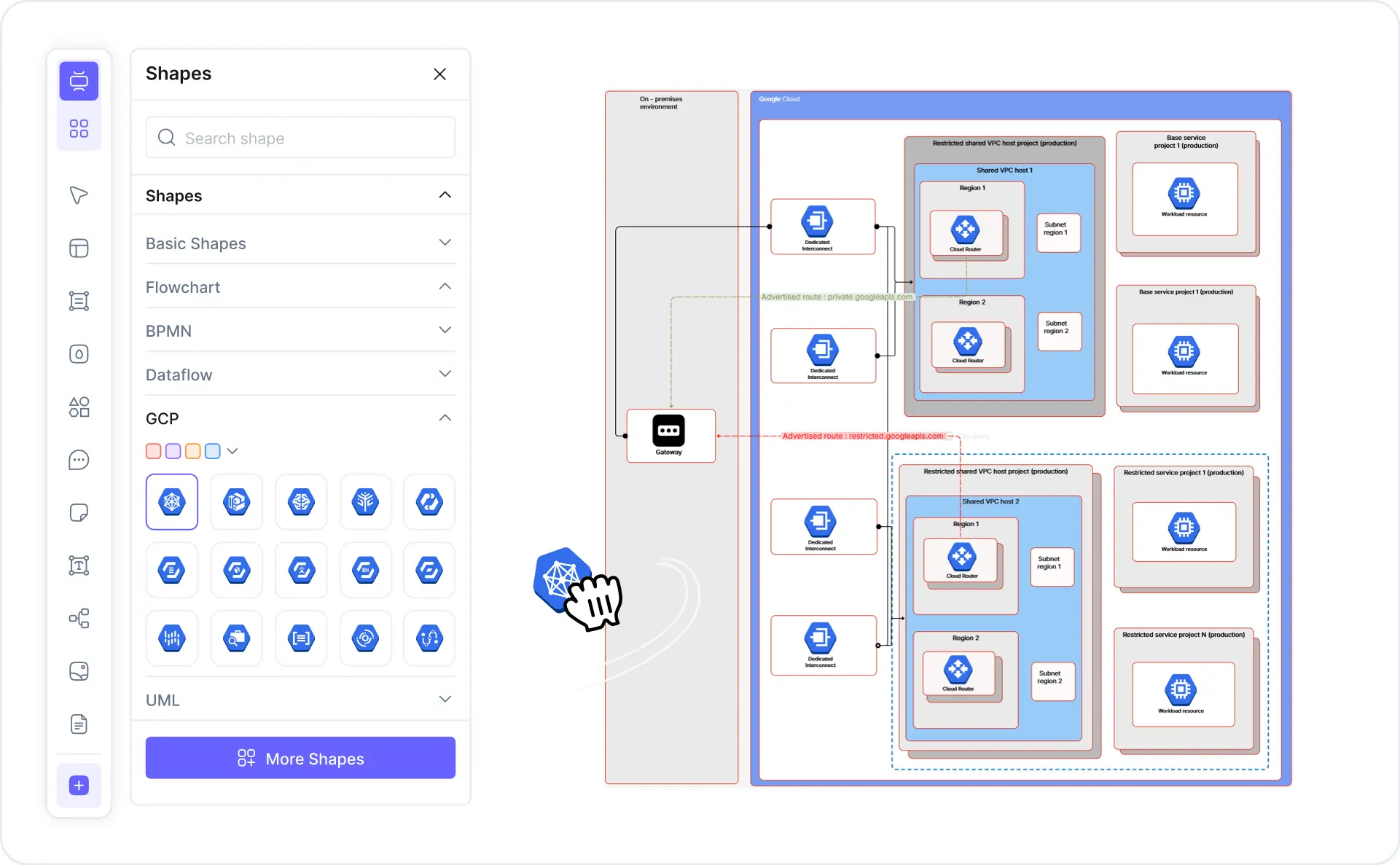 What is a GCP architecture diagram — example showing Google Cloud services in a multi-tier architecture