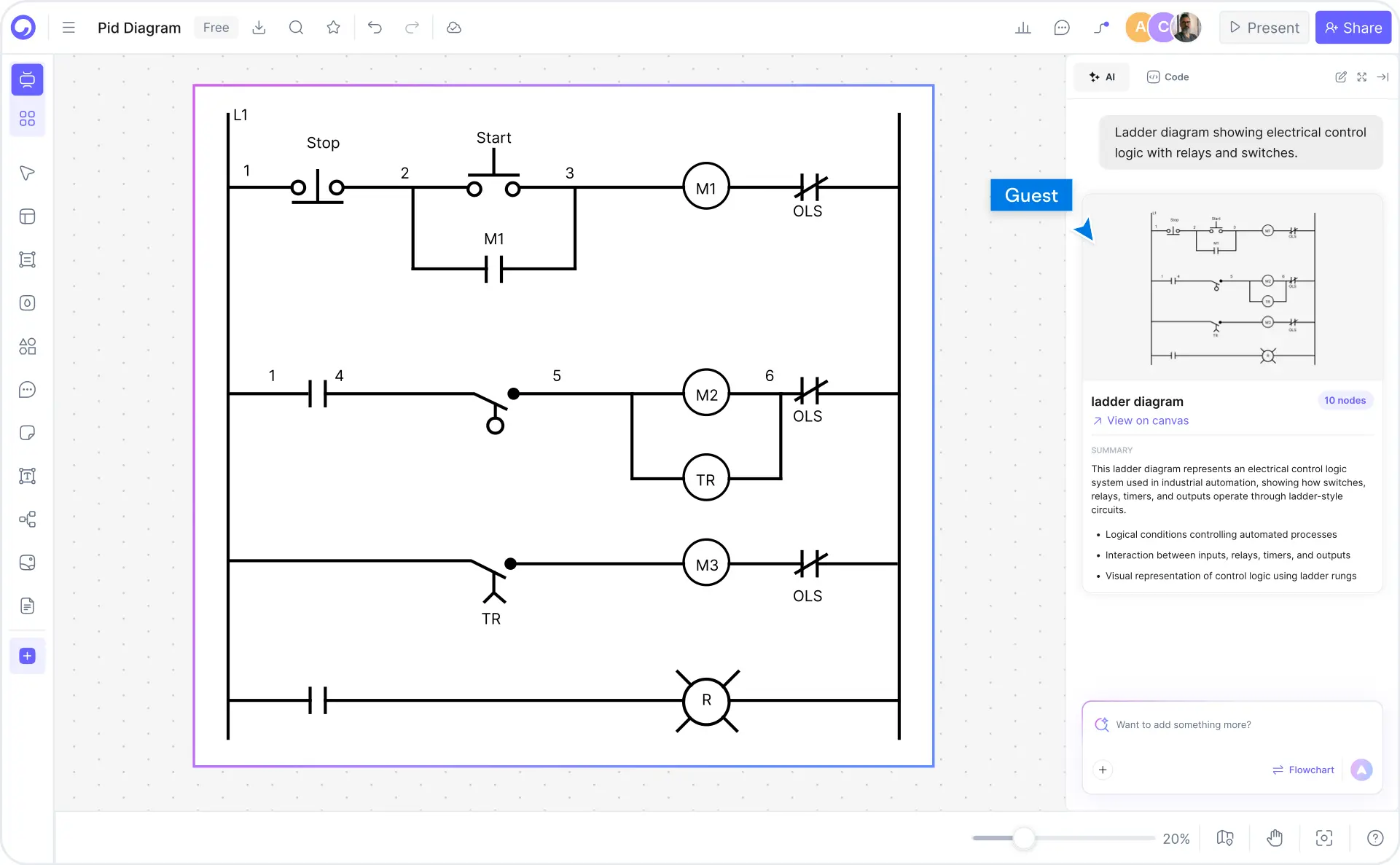 How to create a ladder diagram with Cloudairy — four steps from prompt to export