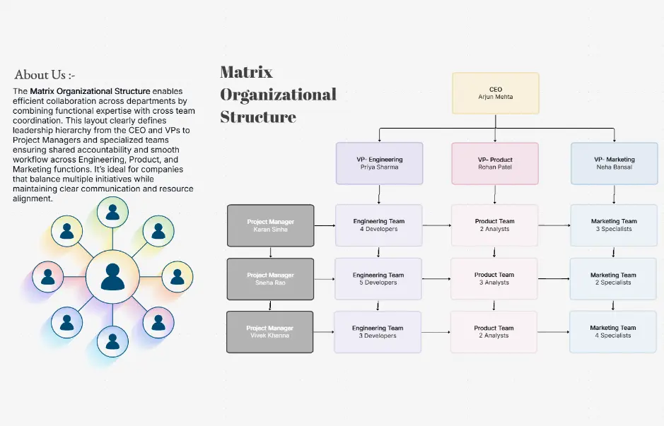 Matrix Organizational Structure — cross-functional team reporting structure