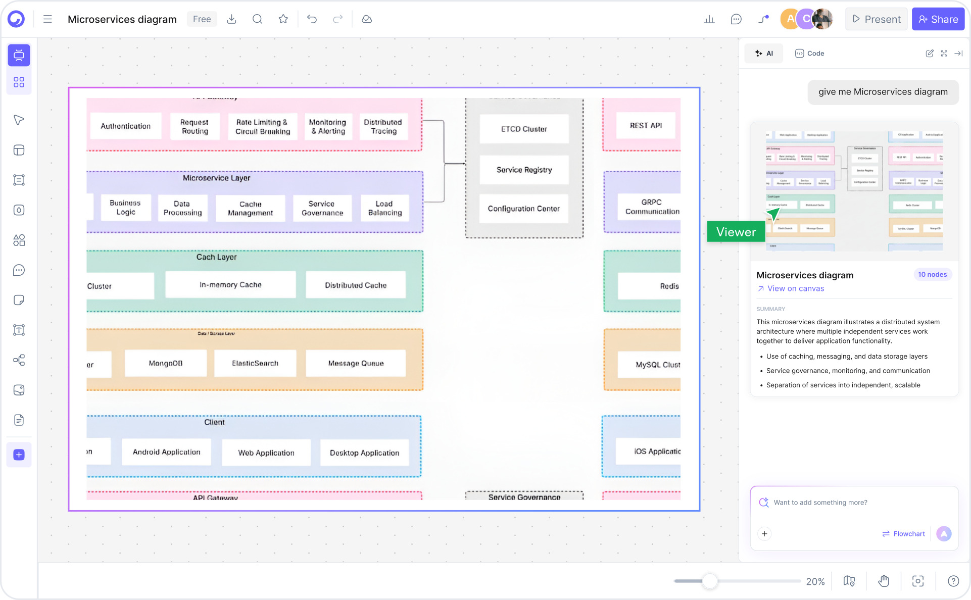 How to create a microservices architecture diagram with Cloudairy — four steps from prompt to export