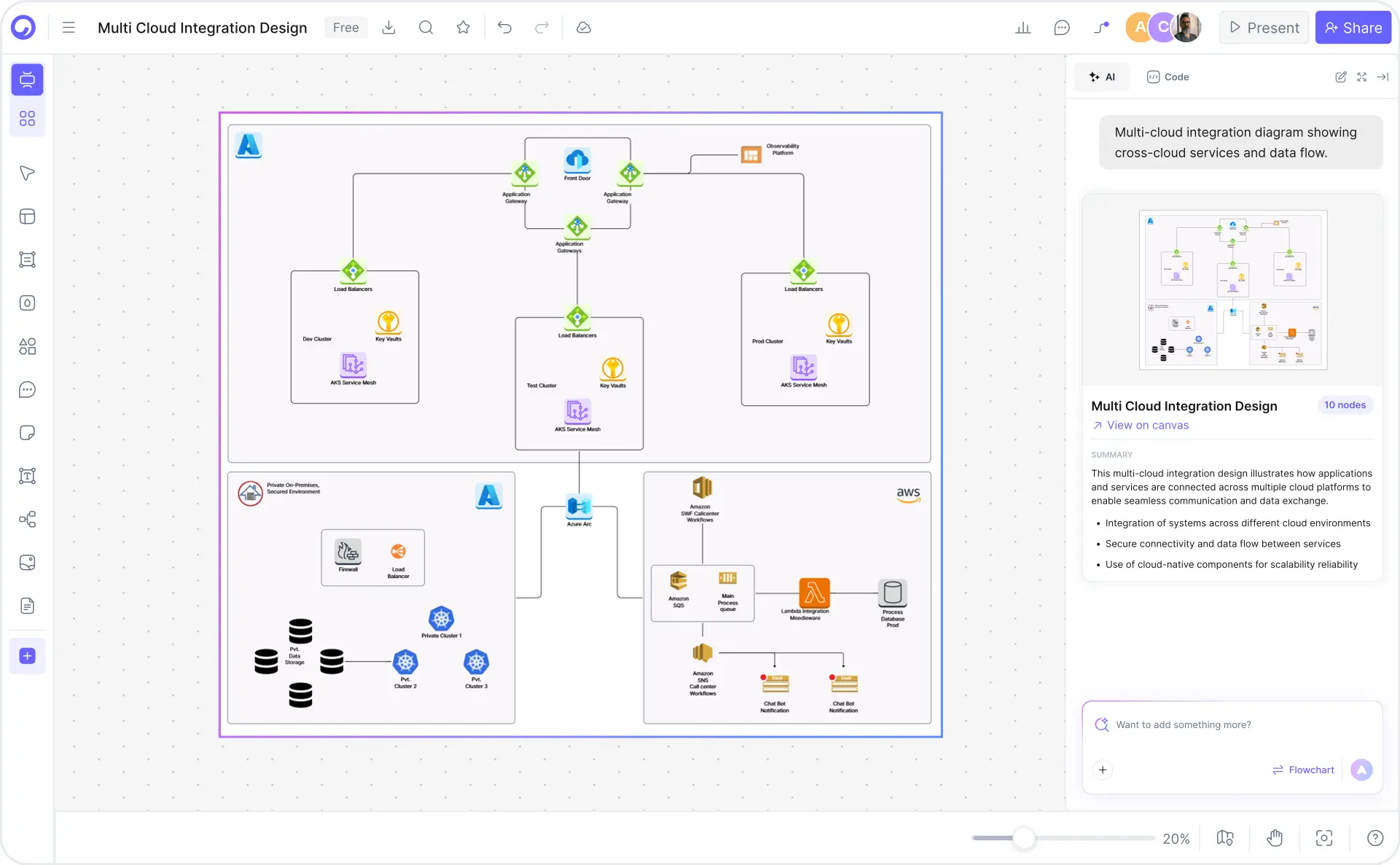 How to create a multi-cloud architecture diagram with Cloudairy — six steps from prompt to export