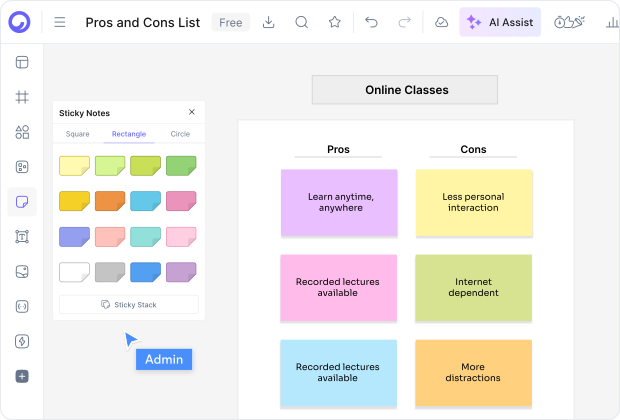 Parts of a Pros and Cons List