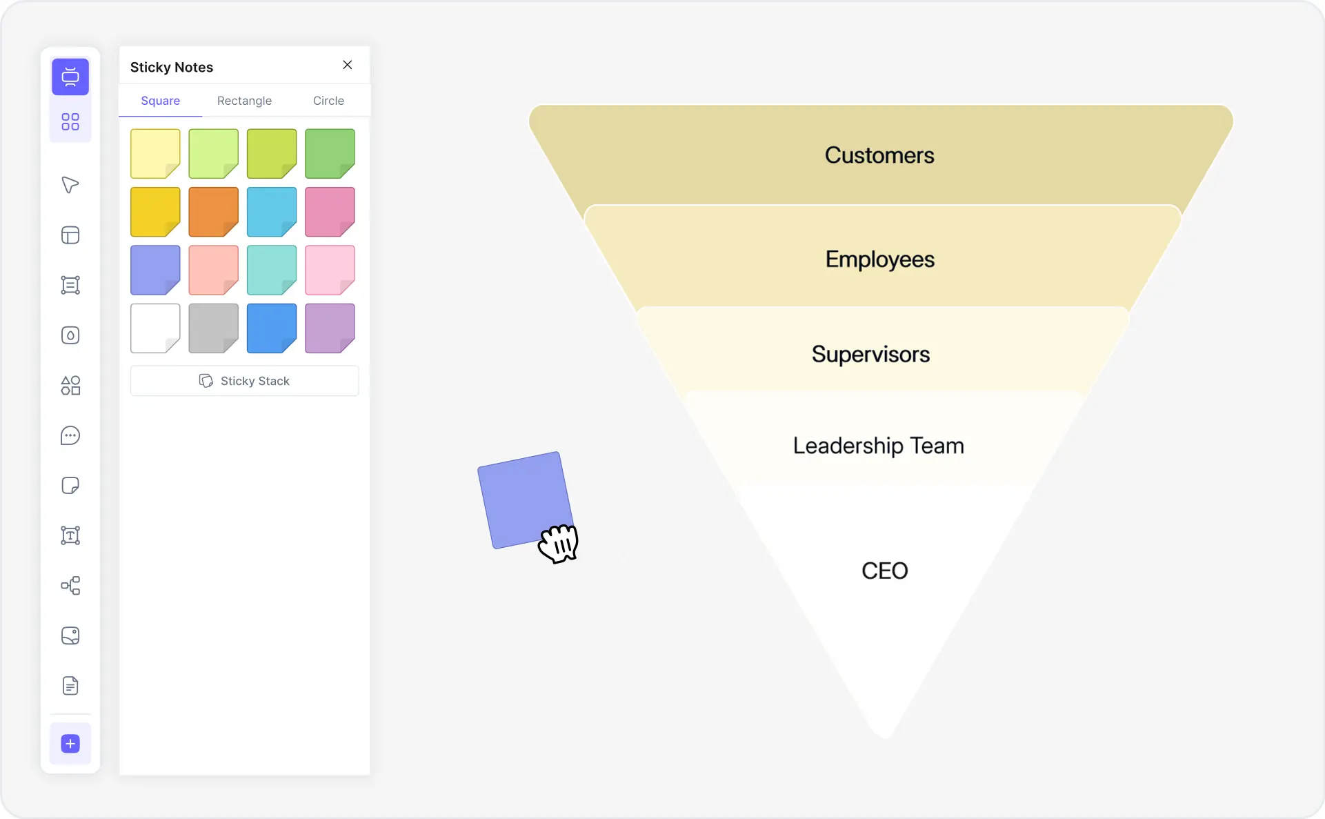 What is a pyramid diagram — example showing classic hierarchy pyramid with layered levels and labels