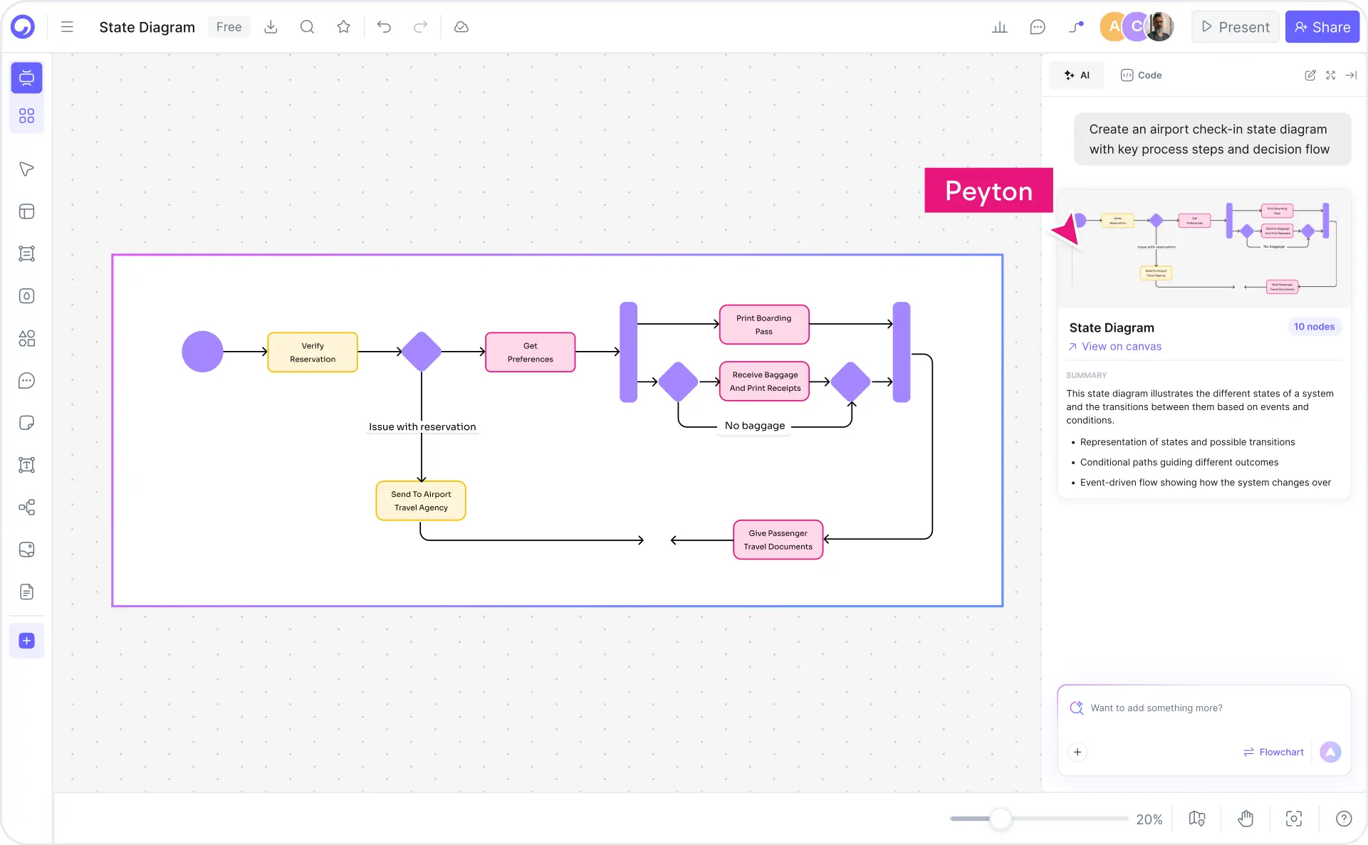 How to create a state diagram with Cloudairy — four steps from prompt to export