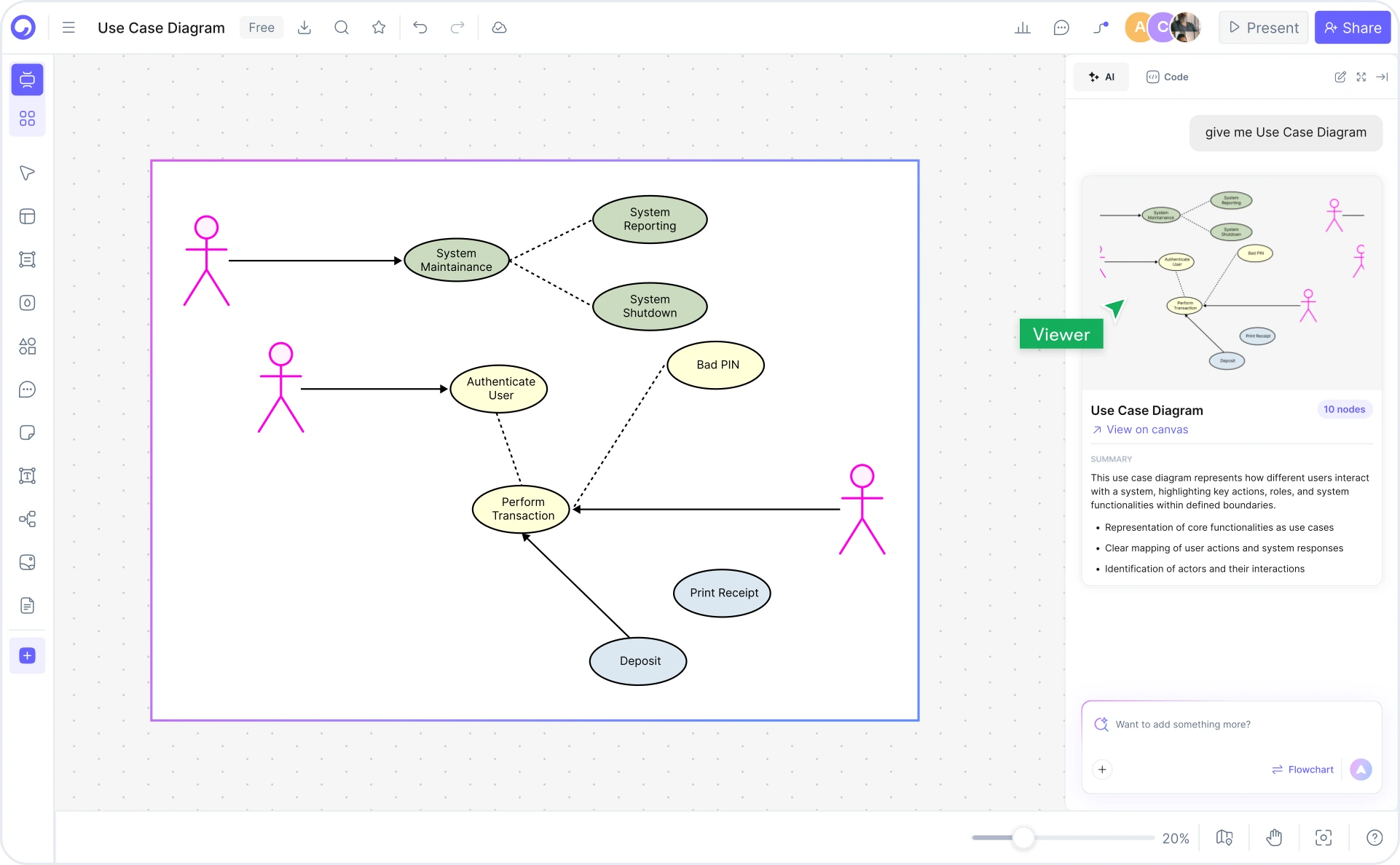 How to create a use case diagram with Cloudairy — four steps from prompt to export