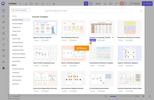 Customer journey map template in Cloudairy - stages, touchpoints, emotions, and opportunities rows