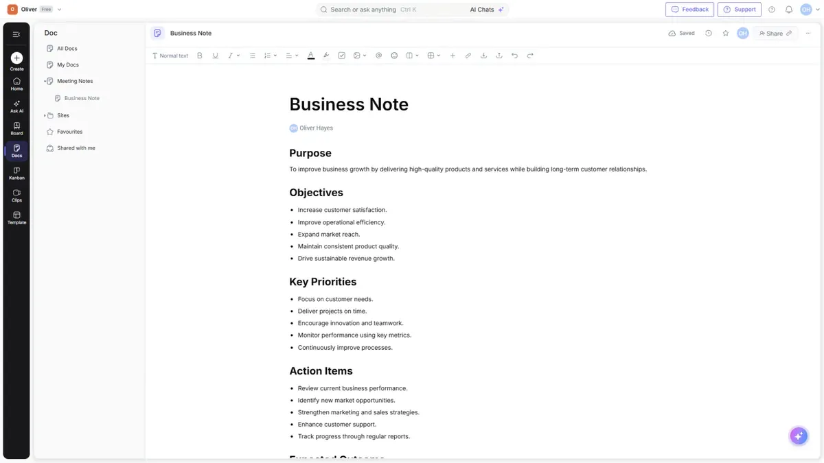 The document editor