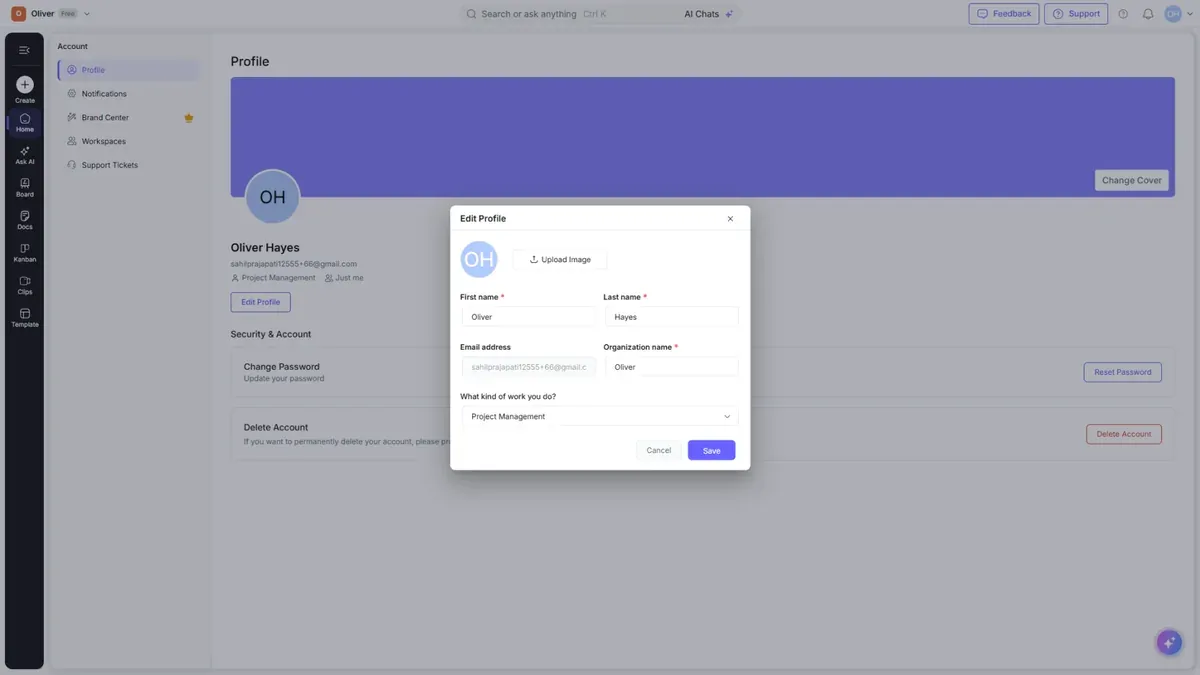 Editing your profile